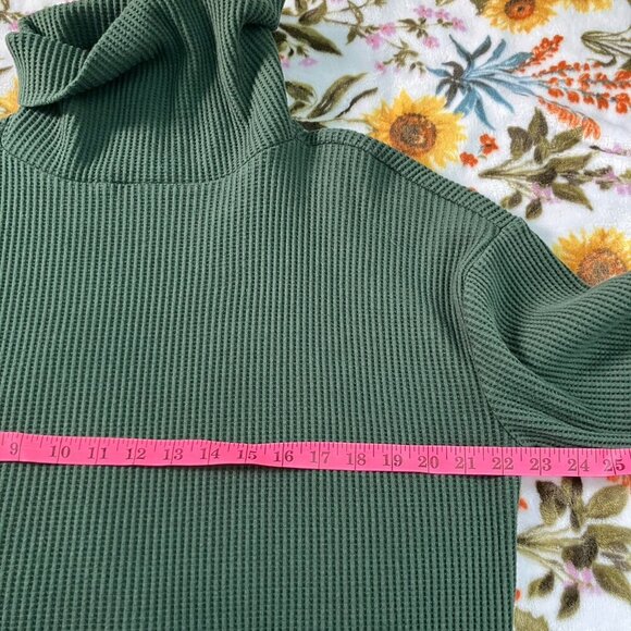Gap Shirt Womens M Waffle Knit Oversize Turtleneck Emerald Green Long Sleeve - Picture 7 of 7